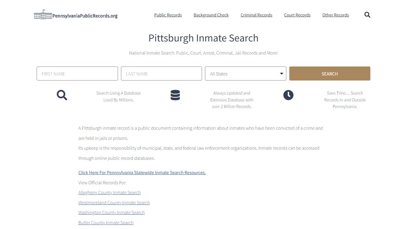 Pittsburgh Inmate Search - PPD Current & Past Jail Records